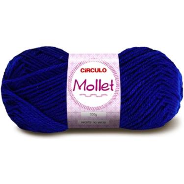 Imagem de Fio Mollet Círculo 100g 200m Lã Acrílica Tricô Crochê Artesanato Touca Cachecol Inverno Novelo (512 - AZUL BIC)