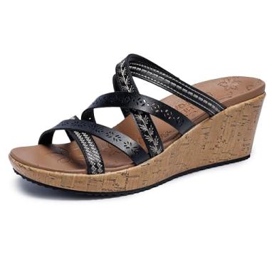 Imagem de Skechers Sandália anabela feminina Beverlee-Tiger Posse, Preto, 5
