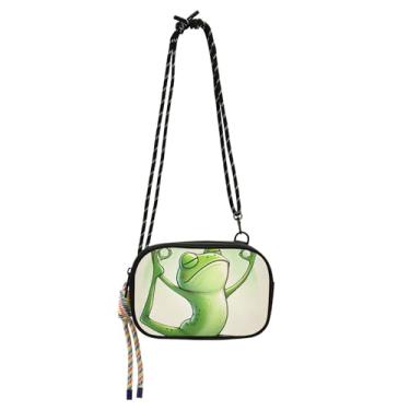 Imagem de TSENQUE Bolsa transversal feminina pequena divertida para ioga sapo carteira para celular bolsa de designer bolsas de ombro