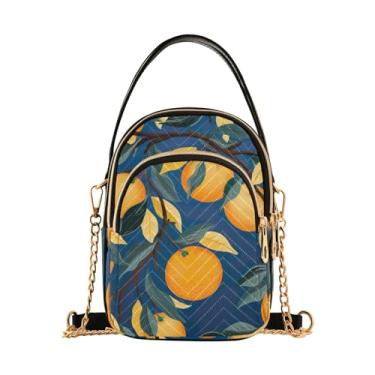 Imagem de Bolsa transversal feminina abstrata de mandala artística, bolsa tiracolo moderna feminina, bolsa tiracolo pequena para mulheres, Design para laranjas em amarelo-3, One Size