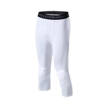 Imagem de Calças De Corrida Masculinas Com Almofada 3/4, Leggings De Compressão 