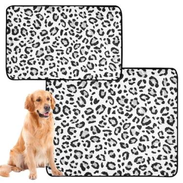 Imagem de Almofadas de xixi laváveis para animais de estimação, preto, cinza, estampa de leopardo, branco, tapete de xixi, reutilizável, absorvente, penico, impermeável, tapete de cercadinho para cães, médio +