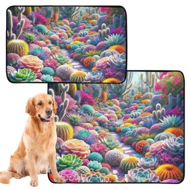 Imagem de Tapetes coloridos laváveis de jardim para animais de estimação, tapetes reutilizáveis para animais de estimação, tapete à prova d'água, antiderrapante, à prova de vazamento, almofadas de penico para