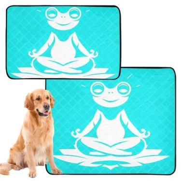 Imagem de TSENQUE Almofadas laváveis para animais de estimação, tapete de urina fofo para cães, impermeável, bule, sapo, branco, desenho de animal de estimação, reutilizável, almofada absorvente de penico