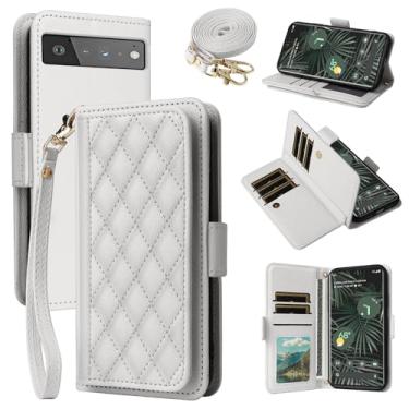 Imagem de Dibosom Capa carteira para Google Pixel 6 Pro Argyle com alça de pulso/ombro slots para cartão bolsa flip, suporte minimalista acolchoado capa de celular para Pixel6Pro Pixel6 XL 6XL Pixle 6Pro 5G