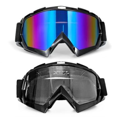 Imagem de Voosyn-XS Pacote com 2 óculos de motocicleta, óculos de quadriciclo Dirt Bike para homens e mulheres, jovens, à prova de vento, à prova de poeira, anti-nevoeiro, visão ampla, andar off-road MX quatro