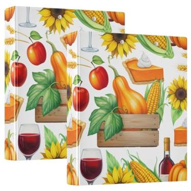 Imagem de Fichários de abóboras para colheita de outono, 3 polegadas, 3 anéis, 200 folhas, pastas, caderno, anel redondo, fichário de escritório, 31,5 x 27 x 6 cm, 1 pacote