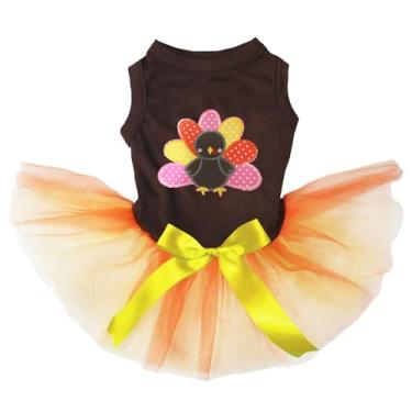 Imagem de Petitebella Vestido para cachorrinho de peru arco-íris (marrom/laranja, médio)