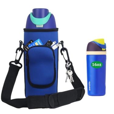 Imagem de NUENSS-ROR Bolsa de transporte de garrafa de água para garrafa de água Owala FreeSip de aço inoxidável isolada 473 ml, 680 g, 947 ml, 1,134 g, suporte para garrafa de água, alça de ombro ajustável e