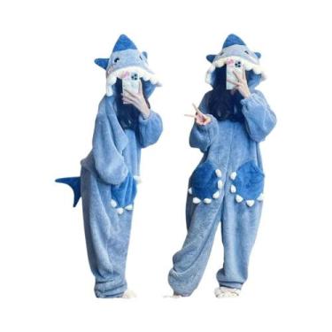 Imagem de Pijama Kigurumi Com Capuz De Tubarão E Unicórnio Para Mulheres, Fantas