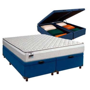 Imagem de Cama Box Bau + Colchão King Molas Ensacadas Hanover Inducol