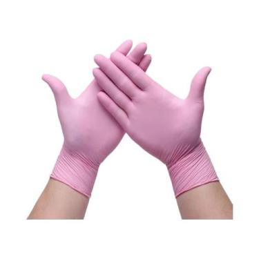 Imagem de Luvas De Nitrilo Rosa Descartáveis Sem Pó 20 50 100PCS Para Limpeza Do