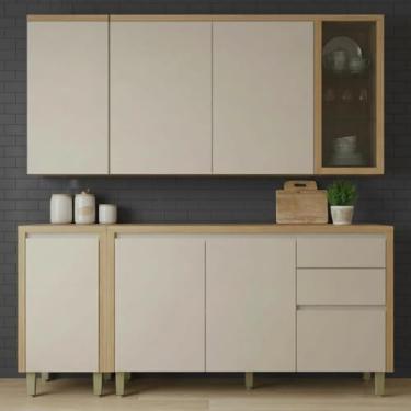 Imagem de Kit Cozinha 160cm Aéreos Balcões Super Completo Mdf