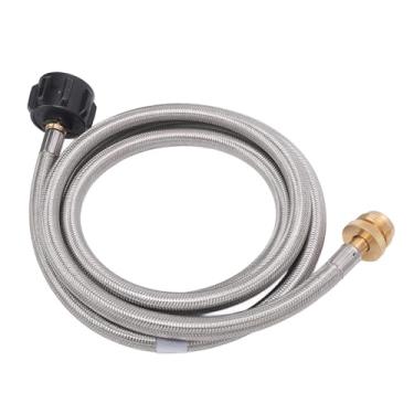 Imagem de Jiawu Adaptador de Mangueira de Gás, Extensão Durável de Aço Inoxidável para Aquecedor Buddy, Mangueira de Gás de 5 Pés, Tubulação de de 1 a 20lbs para Churrasqueira de Acampamento
