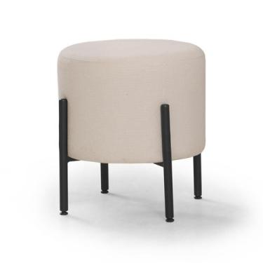 Imagem de Pufe Estilo Industrial Redondo Liverpool - Due Decor, Linho Prime Cru