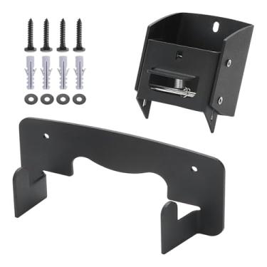 Imagem de Bothyi Suporte de parede para carrinho de mão, em aço preto, eficiente e que economiza espaço. Fácil de instalar e guardar em garagens. Gancho para garagem.