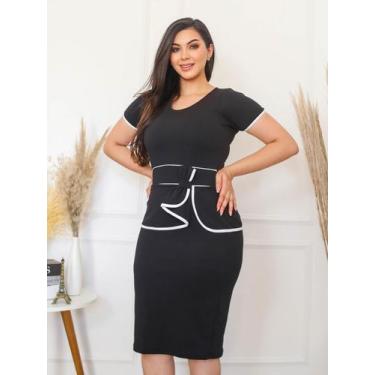 Imagem de Vestido Midi Tubinho Laço Encorpado Lindo Evangelico Oferta - Moda Fas