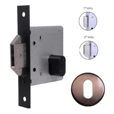 Imagem de Fechadura Arouca 1006 Externa Porta de correr Roseta Redonda, Antique