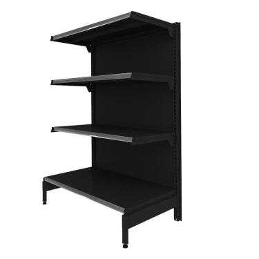 Imagem de Gôndola Prateleira Preta 4 Níveis 40x30 New Plus 1,40 Ponta pe Cinza - sa Gôndolas