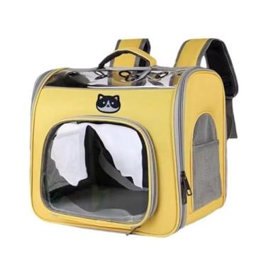 Imagem de Bolsa Mochila de Transporte Luxo para Cães e Gatos – Mochila Respirável para Pets de Pequeno Porte(Amarelo)