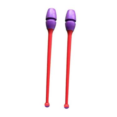 Imagem de RNXRZANK Conjunto de 2 Peças de Equipamento Profissional para Ginástica Rítmica, 45,5 Cm, Ideal para Apresentações de Palco, Condicionamento Físico E Competiçõ, Cabeça Violeta