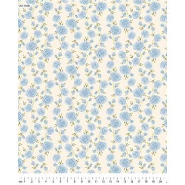 Imagem de Tecido Tricoline Floral Laila Azul - 50 x 150 cm - Tecidos Caldeira