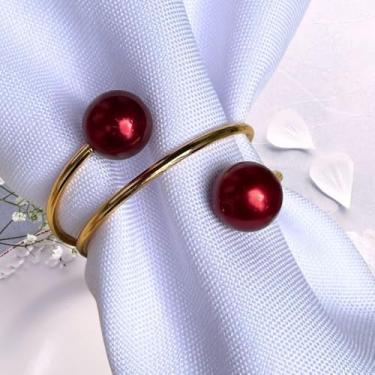 Imagem de Kit 6 Anel Porta Guardanapo com Pérola Vinho Mesa Posta