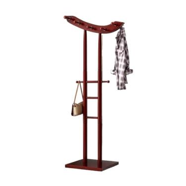 Imagem de KEG801302 Cabide de madeira maciça para corredor, cabideiro, quarto, casa, simples, vertical, cabide para roupas, bolsa interna, suporte para chapéu (jacarandá)