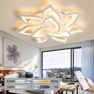 Imagem de Luminária de teto LED dimerizável com controle remoto para sala de estar, lustre em formato de flor com estrutura de ferro e acrílico, design moderno, ideal para quarto infantil, sala de jan