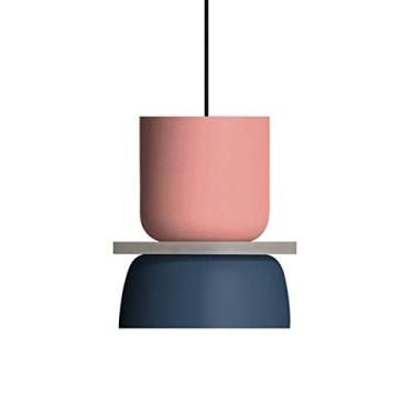 Imagem de Luminária pendente estilo celeiro na cor macaron, luminária suspensa nórdica moderna, lustre criativo e colorido em estilo art déco para ilha de cozinha, sala de jantar, café ou bar (rosa, P
