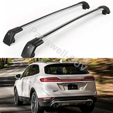 Imagem de YiXi-Partswell 2 peças de rack de teto travável barras transversais bagageiro alumínio adequado para Lincoln MKC 2015-2019 - prata