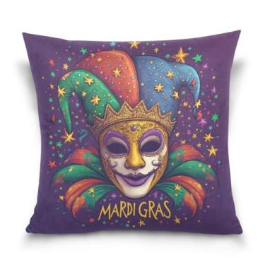 Imagem de ATTX Capas de almofada de máscara colorida de carnaval 50 x 50 cm capas decorativas com zíper para sala de estar sofá-cama (512)