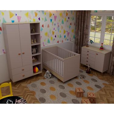 Imagem de Quarto Infantil Completo Bartira Ternura Guarda-Roupa 2 Portas, Cômoda e Berço Cama