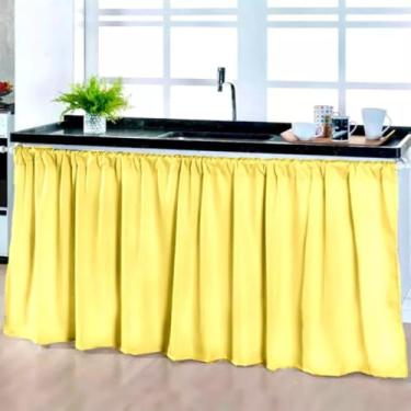 Imagem de Cortina Pia Cozinha Moderna Elegante 1,40 x 80 Decoração Balcão Tanque Tecido Oxford(Cortina Pia AMARELO,1 UNIDADE)