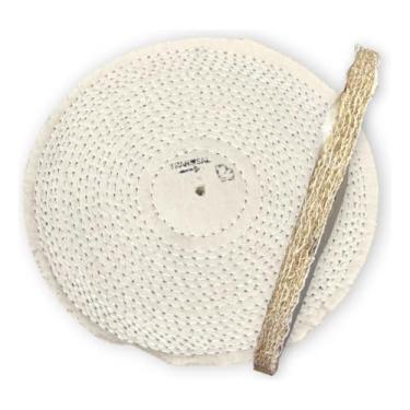 Imagem de CM POLIMENTO, Roda Transisal Algodão 35cm - Tirar Riscos Polimento Abrasivo Inox Aluminio Cubas Ferro Faca Tanque Rodas Armas