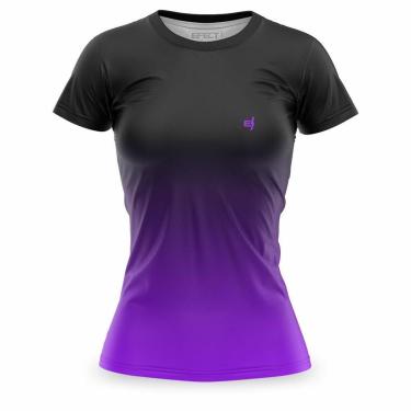 Imagem de Camisa Feminina Academia Blusa Fitness Caminhada Treino Manga Curta Degrade-Feminino