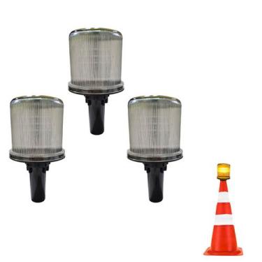Imagem de Sinalizador Viario Solar Kit 3 Uni Sinalizaçao Cone Rodovia Transito E