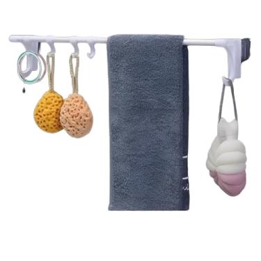 Imagem de Suporte Toalha Banheiro Sem Furo Colante Porta Utensílios Multiuso Organizador (Branco)