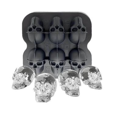 Imagem de Forma De Gelo Caveira De Terror Com 4-6 Cavidades, Bandeja De Silicone