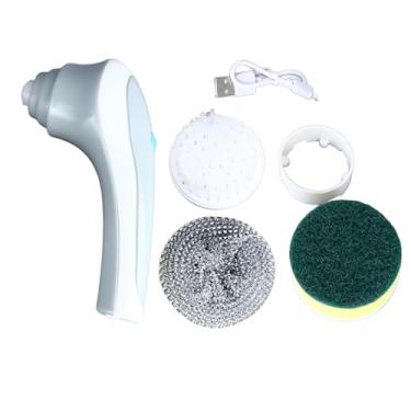 Imagem de Escova de limpeza elétrica giratória, sem fio, potente com 3 cabeças de escova intercambiáveis para azulejos de banheiro, carros, superfícies de piso, material ABS, peso de 299 g