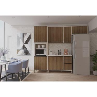 Imagem de Cozinha Modulada Compacta 4 Peças Com Tampo E Espaço Para Fo Pátina Ff/avelã Ff