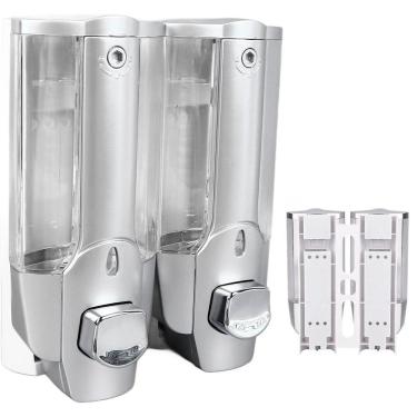 Imagem de Dispenser Duplo Higienico Alcool Gel Sabonete Liquido Shampoo Loja Comercio Hotel Shopping Banheiro