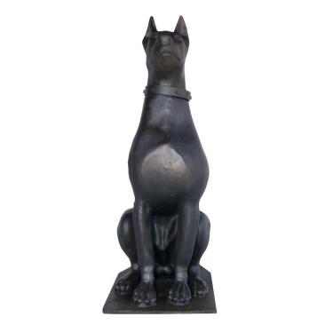 Imagem de Escultura Cachorro Doberman Em Ferro Fundido Decoração 90cm