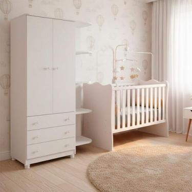 Imagem de Quarto de Bebe Infantil Doce Sonho Berço e Guarda Roupas 2 Portas 3 Ga