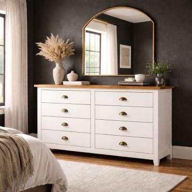 Imagem de Cômoda Madeira Maciça 8 Gavetas Quarto Closet Boho Rústico