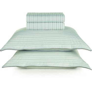 Imagem de Jogo de Cama Karsten Dália 200 Fios 4 Peças Queen Verde