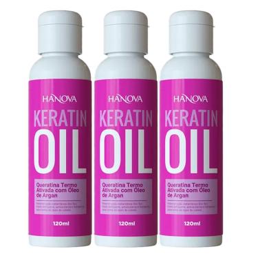 Imagem de Kit 03 Keratin Oil Óleo De Queratina Termo Ativada Hanova 120ml