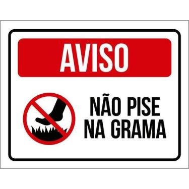 Imagem de Kit 10 Placa Acm Aviso Não Pise Grama Desenho 18X23 - Sinalizo