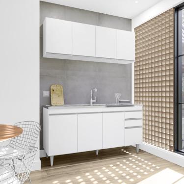 Imagem de Cozinha Compacta Lorena 160cm 8 Portas 2 Gavetas Branco Maderatto Móveis