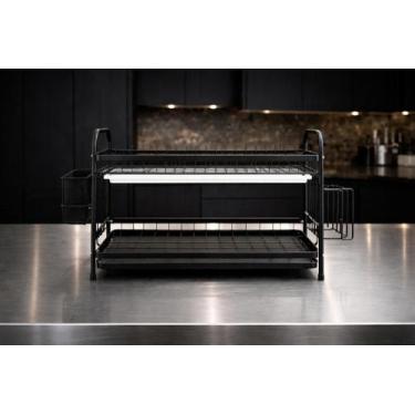 Imagem de Escorredor de Louça Para 17 Pratos Copos E Talheres Em Aço Inox Com 2 